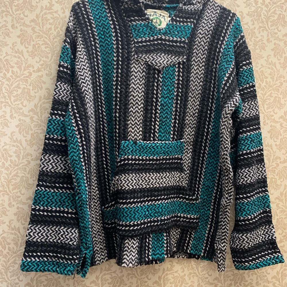 Striped Black and Teal Women's Sweater